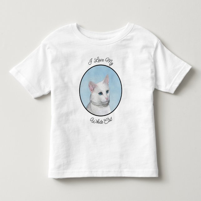 Camiseta De Bebé Pintura de gato blanco - Pequeño artista de gato o (Anverso)