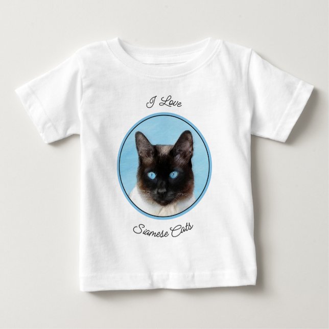 Camiseta De Bebé Pintura de gatos siamesa - Arte de gatos original  (Anverso)