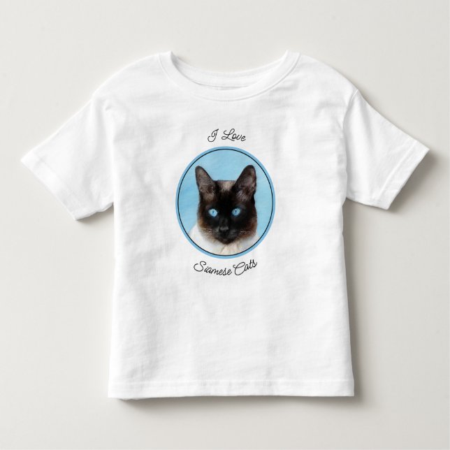 Camiseta De Bebé Pintura de gatos siamesa - Arte de gatos original  (Anverso)