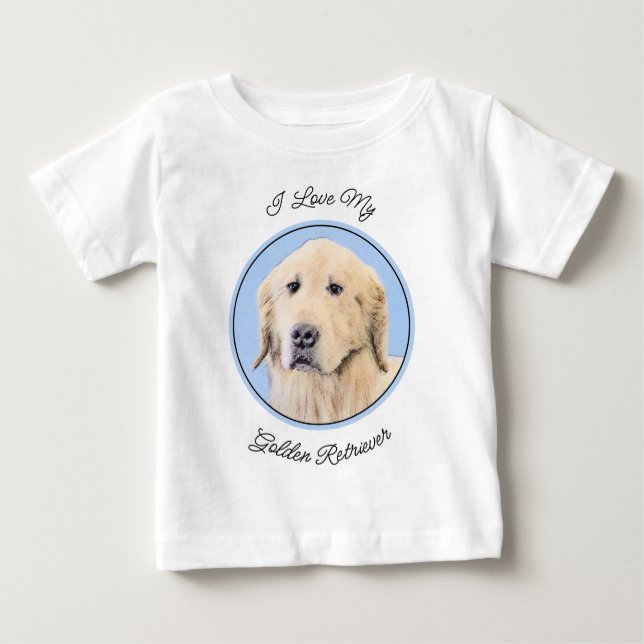 Camiseta De Bebé Pintura de Golden Retriever - Cute original Dog Ar (Anverso)