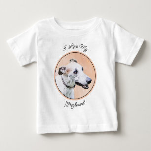 Camiseta De Bebé Pintura de Greyhound - Arte de perros original muy