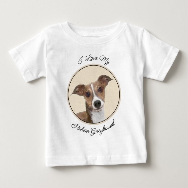 Camiseta De Bebé Pintura de Greyhound italiana - Arte Perro Origina (Anverso)
