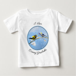 Camiseta De Bebé Pintura de Grosbeak por la noche - Arte de Perro O