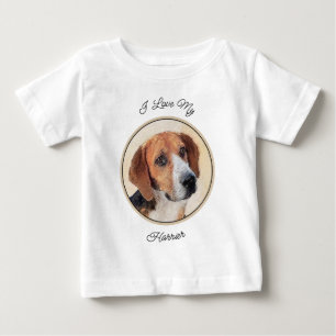 Camiseta De Bebé Pintura de Harrier - Arte Original de Perro Lindo