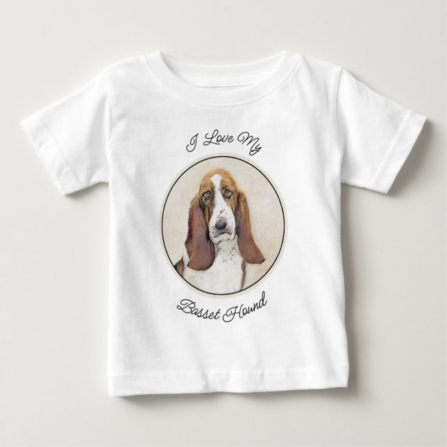 Camiseta De Bebé Pintura de hebilla de basset - Arte de perro origi (Anverso)