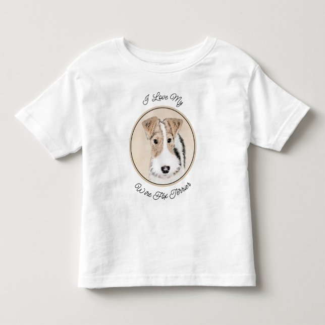 Camiseta De Bebé Pintura de hilo Fox Terrier - Arte de Perro Origin (Anverso)