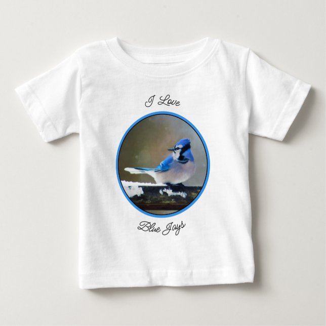 Camiseta De Bebé Pintura de Jay azul - Arte de pájaro original (Anverso)