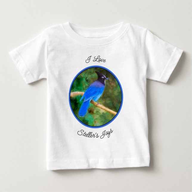 Camiseta De Bebé Pintura de Jay de Steller - Arte de pájaro origina (Anverso)