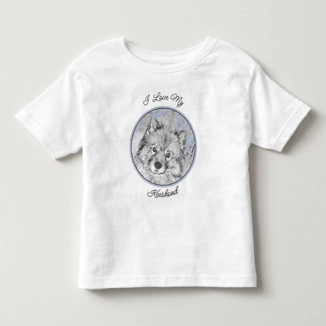 Camiseta De Bebé Pintura de Keeshond Beth - Arte de Perro Original. (Anverso)