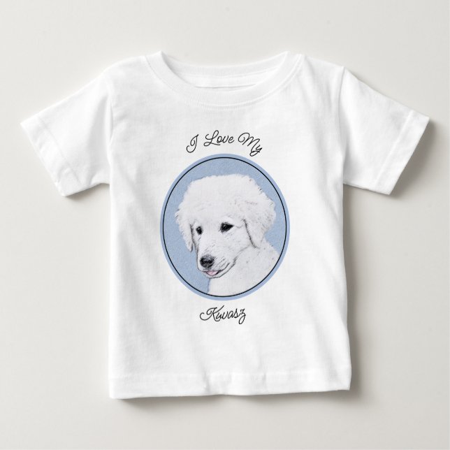 Camiseta De Bebé Pintura de Kuvasz - Arte de perro original lindo (Anverso)