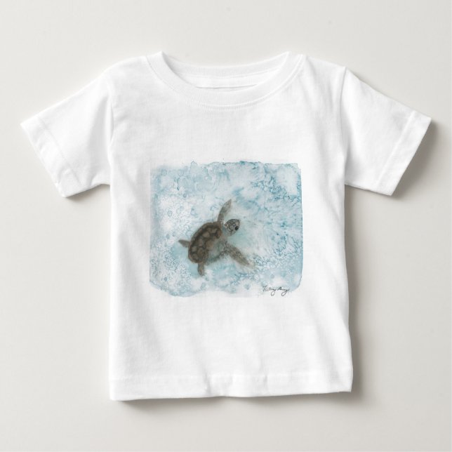 Camiseta De Bebé Pintura de la acuarela de la tortuga (Anverso)