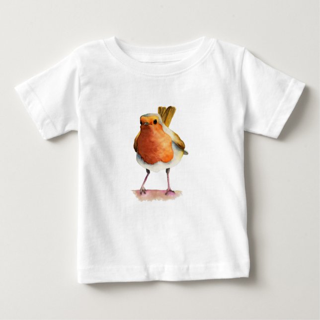 Camiseta De Bebé Pintura de la acuarela del pájaro del petirrojo (Anverso)