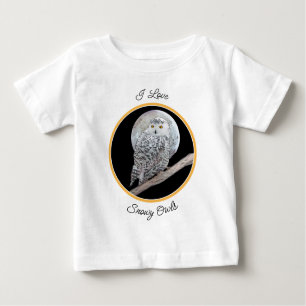 Camiseta De Bebé Pintura de lechuza y luna - Arte original de aves
