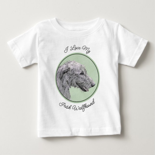 Camiseta De Bebé Pintura de lobo irlandesa - Arte de perro original (Anverso)