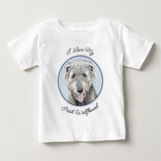 Camiseta De Bebé Pintura de lobo irlandesa - Arte de perro original (Anverso)