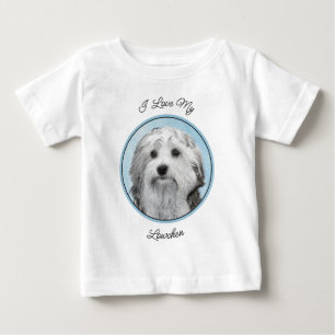 Camiseta De Bebé Pintura de Lowchen - Arte de perro original lindo