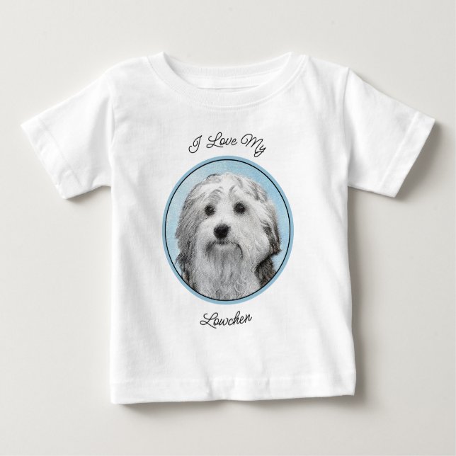 Camiseta De Bebé Pintura de Lowchen - Arte de perro original muy li (Anverso)
