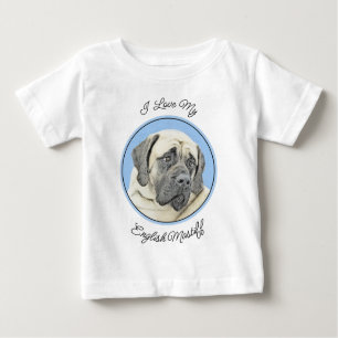 Camiseta De Bebé Pintura de malvado inglés (Fawn) - Arte de perro o