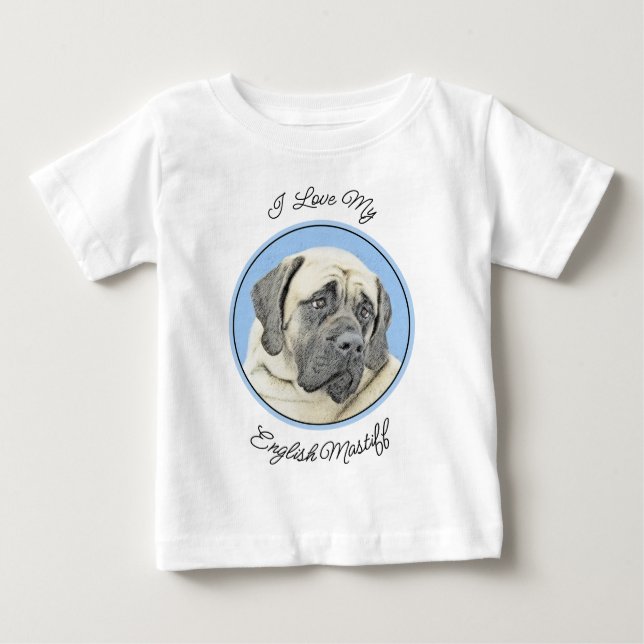 Camiseta De Bebé Pintura de malvado inglés (Fawn) - Arte de perro o (Anverso)