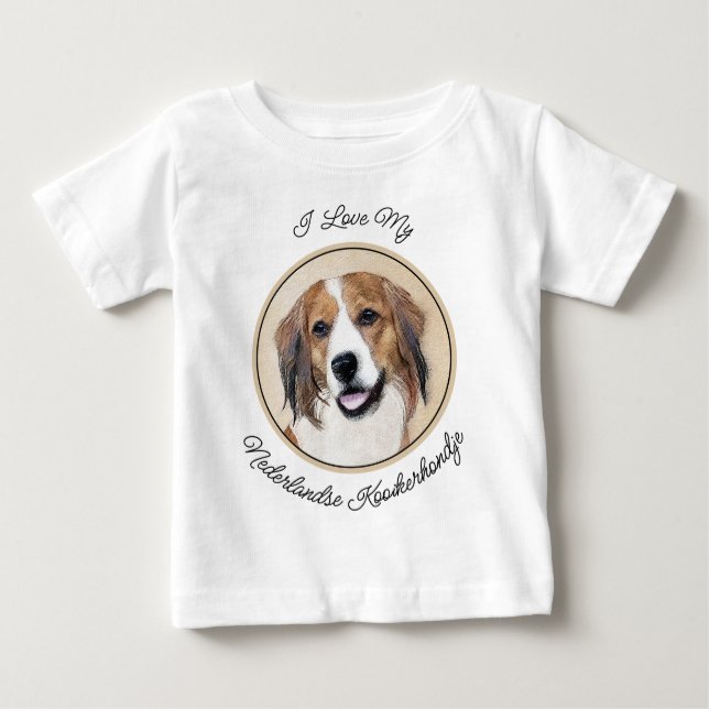 Camiseta De Bebé Pintura de Nederlandse Kooikerhondje - Arte de per (Anverso)
