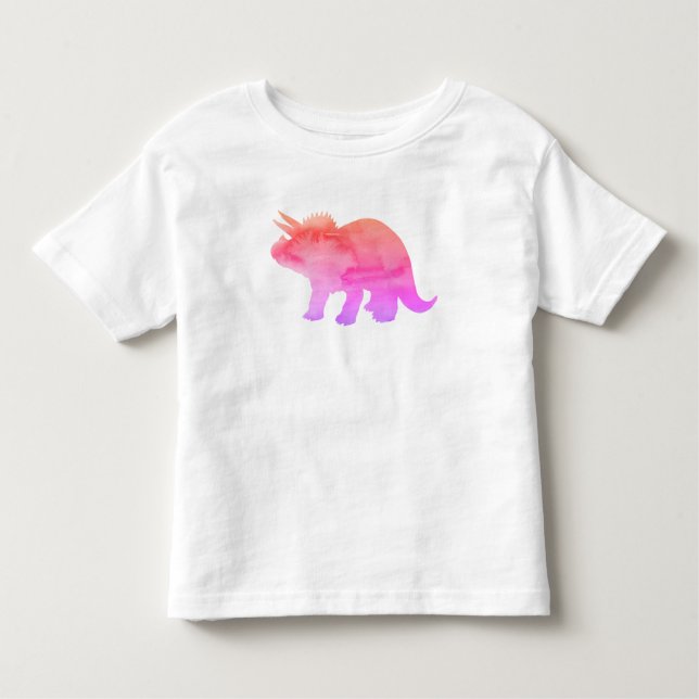 Camiseta De Bebé Pintura de neón de Dinosaur Triceratops (Anverso)