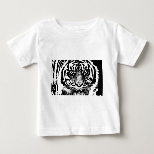 Camiseta De Bebé Pintura de ojo de tigre de Borneo, blanco negro, e (Anverso)