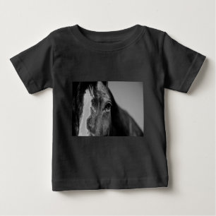 Camiseta De Bebé Pintura de ojos de caballo blanco negro