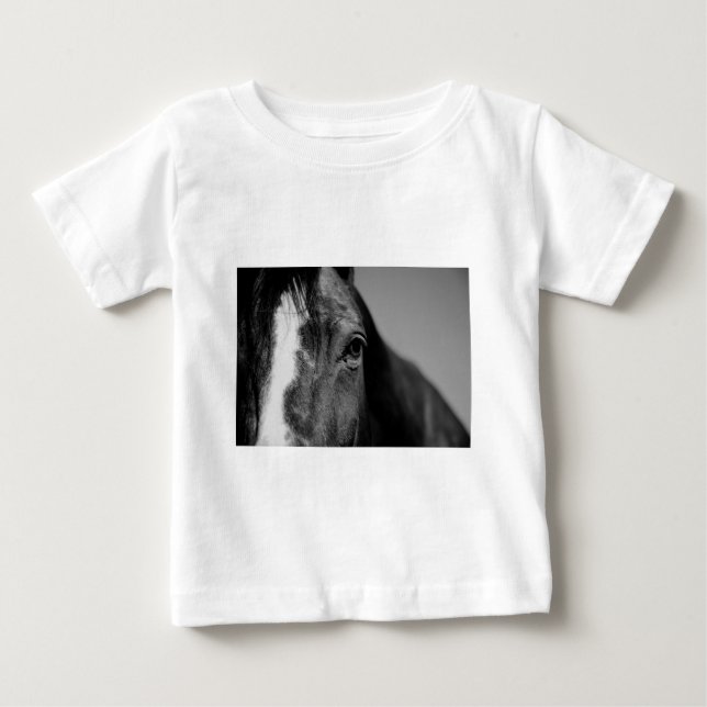 Camiseta De Bebé Pintura de ojos de caballo blanco negro (Anverso)