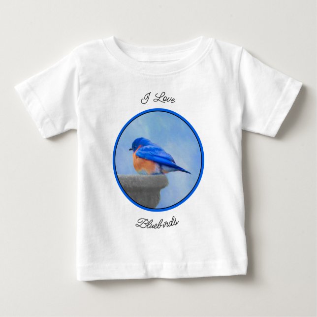 Camiseta De Bebé Pintura de pájaro azul - Arte original de aves (Anverso)