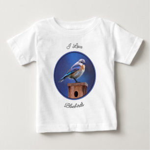 Camiseta De Bebé Pintura de pájaro azul (hembra) - Arte de pájaros