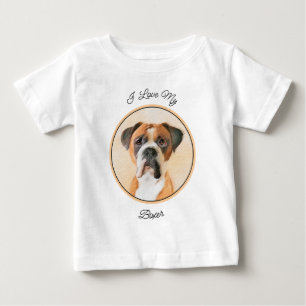 Camiseta De Bebé Pintura De Perro Boxer Sin Recortar Arte Animal Or
