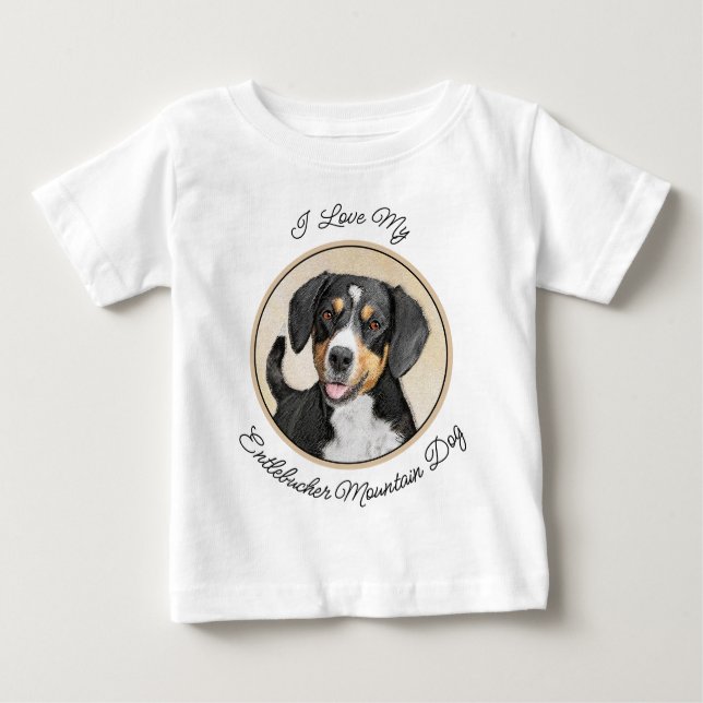 Camiseta De Bebé Pintura de Perro de la Montaña Entlebucher Arte Pe (Anverso)