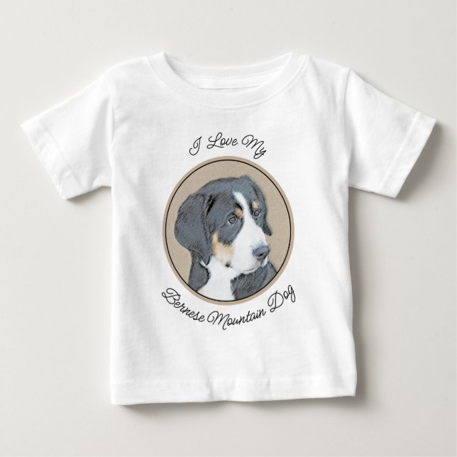 Camiseta De Bebé Pintura de perro de montaña de Bernese - Arte de p (Anverso)