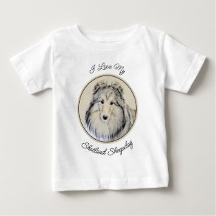 Camiseta De Bebé Pintura de perro pastelero de Shetland - Arte de p