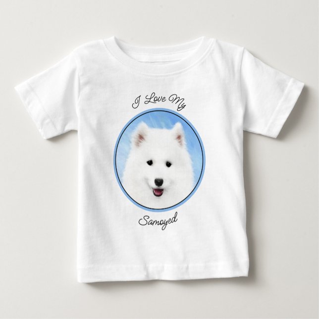 Camiseta De Bebé Pintura de pimienta de Samoyed - Arte Perro Origin (Anverso)