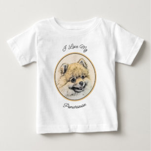 Camiseta De Bebé Pintura de Pomerania (Naranja) - Arte de Perro Ori