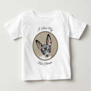 Camiseta De Bebé Pintura de Rat Terrier - Arte de perro original y
