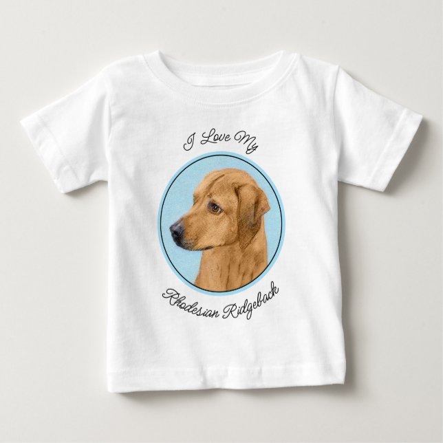 Camiseta De Bebé Pintura de Rhodesian Ridgeback - Arte de Perro Ori (Anverso)
