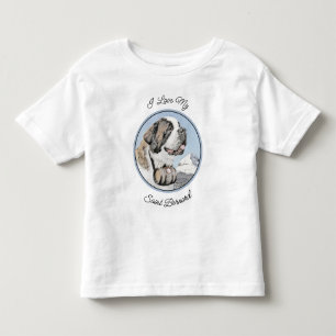 Camiseta De Bebé Pintura de San Bernardo - Arte de Perro Original.