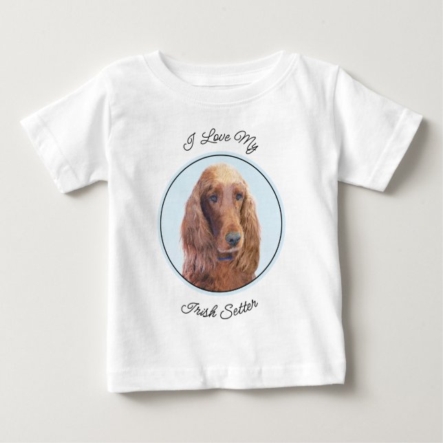 Camiseta De Bebé Pintura de Setter Irlandés - Arte de Perro Origina (Anverso)