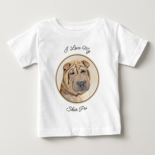 Camiseta De Bebé Pintura de Shar Pei - Arte Perro Original Cuto (Anverso)