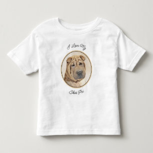 Camiseta De Bebé Pintura de Shar Pei - Arte Perro Original Cuto