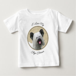 Camiseta De Bebé Pintura de Skye Terrier - Arte de perro original l