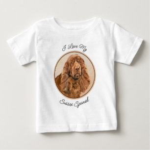 Camiseta De Bebé Pintura de Sussex Spaniel - Arte de Perro Original