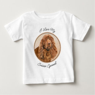 Camiseta De Bebé Pintura de Sussex Spaniel - Arte Perro Original Cu