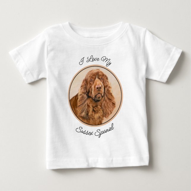 Camiseta De Bebé Pintura de Sussex Spaniel - Arte Perro Original Cu (Anverso)