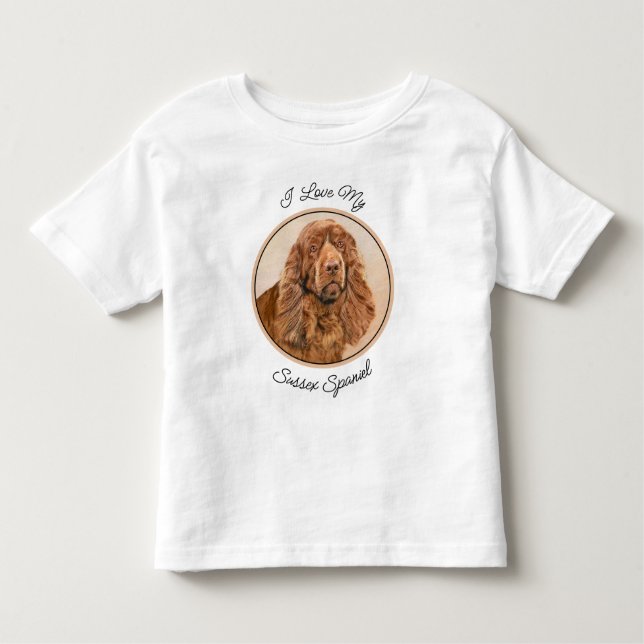 Camiseta De Bebé Pintura de Sussex Spaniel - Arte Perro Original Cu (Anverso)