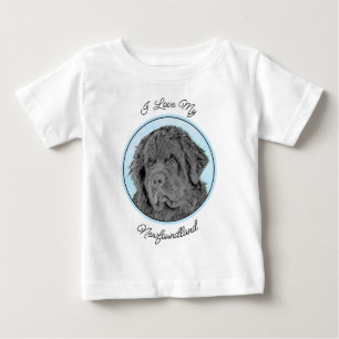 Camiseta De Bebé Pintura de Terranova - Arte de perro original lind