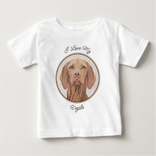 Camiseta De Bebé Pintura de Vizsla - Arte Perro Original.