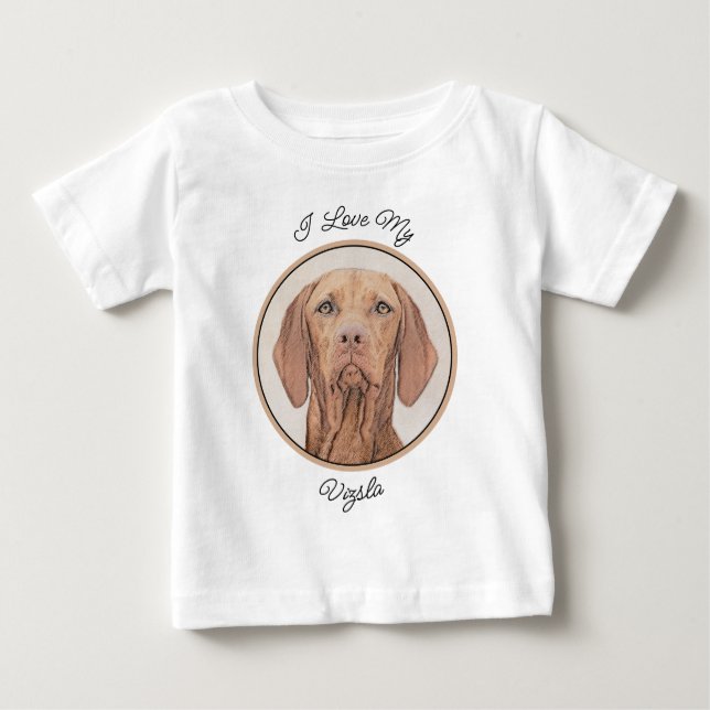 Camiseta De Bebé Pintura de Vizsla - Arte Perro Original. (Anverso)